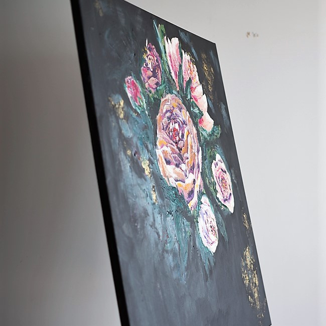 Impasto, Kwiaty, Farby akrylowe, Sztuka nowoczesna, Dzika Natura, Nowoczesny