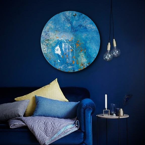 Multi Color, Resin Art, Round Canvas, Unikatowy, Sztuka nowowczesna, Abstrakcyjne, Z efektem tafli, Okrągłe, Z żywicy