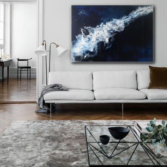 Z żywicy, Płótno bawełniane, Ręcznie malowany, Farby akrylowe, Acrylic Pour Painting, Z efektem tafli, Abstrakcyjne, Obraz kosmos, Pbraz galaktyka