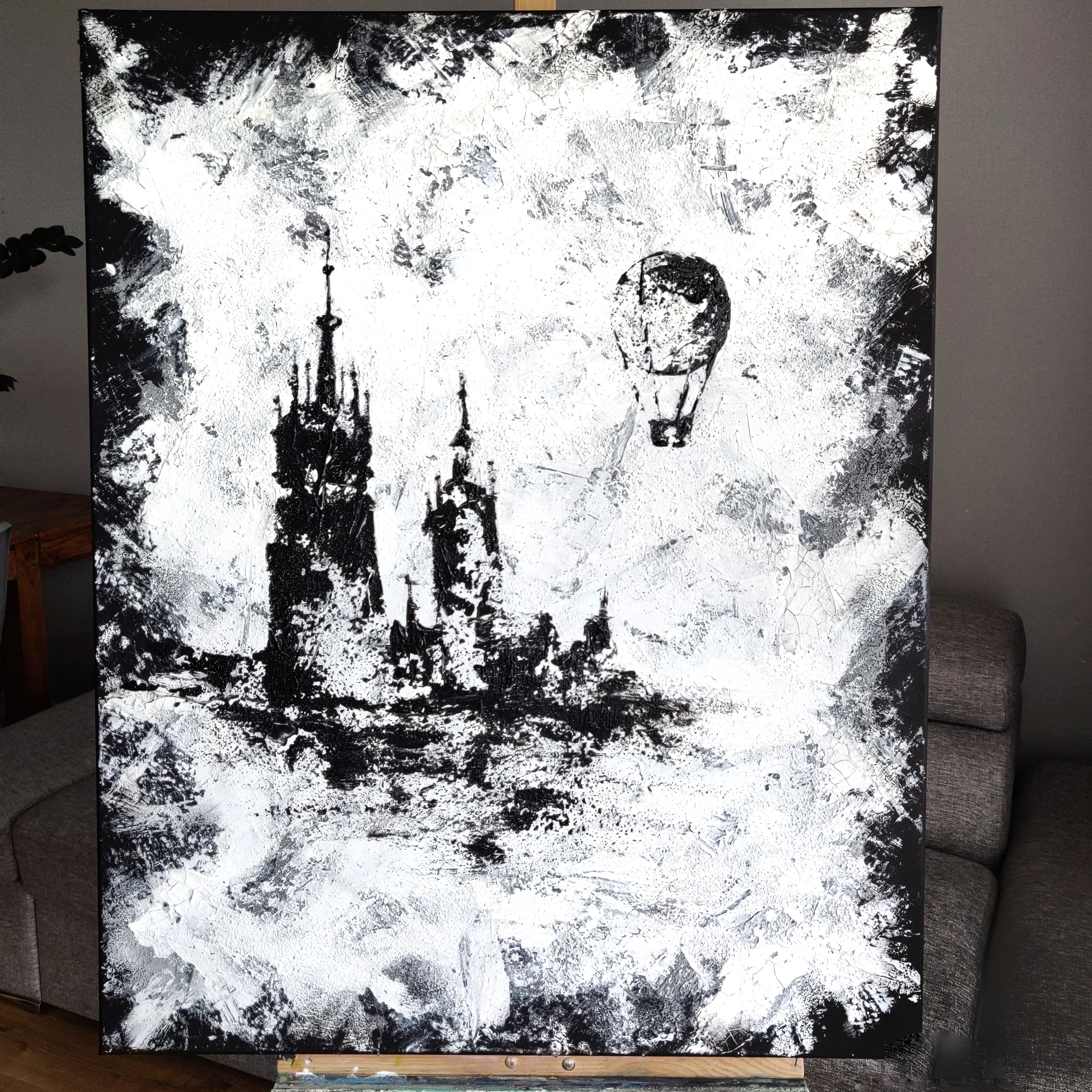 featured, Nowoczesny, Obraz do salonu, Obrazy ręcznie malowane, Obraz Kraków, Faktura 3d, Struktura wypukła, Malowany szpachlą