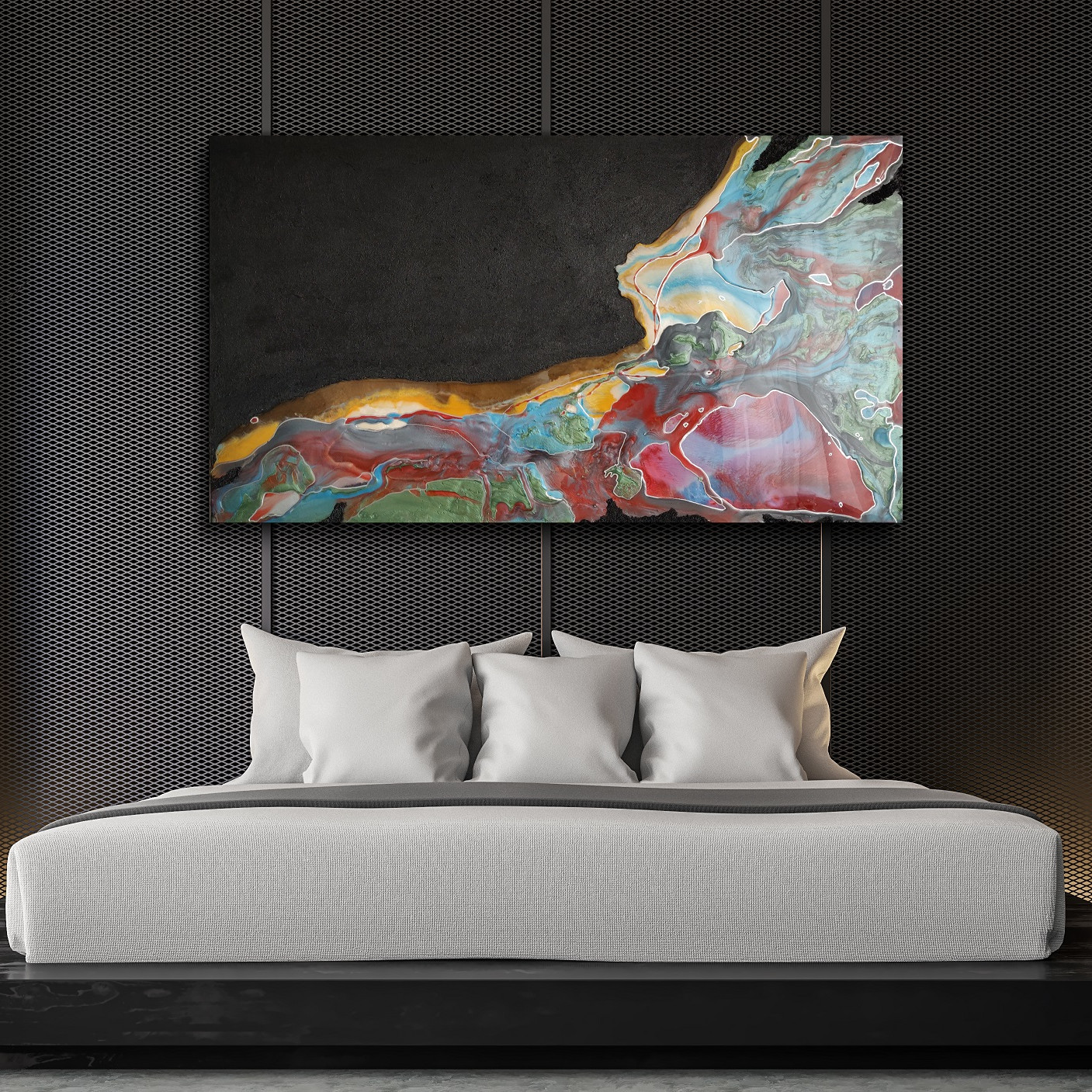 Z żywicy, Abstrakcyjne, Nowoczesny, Faktura 3D