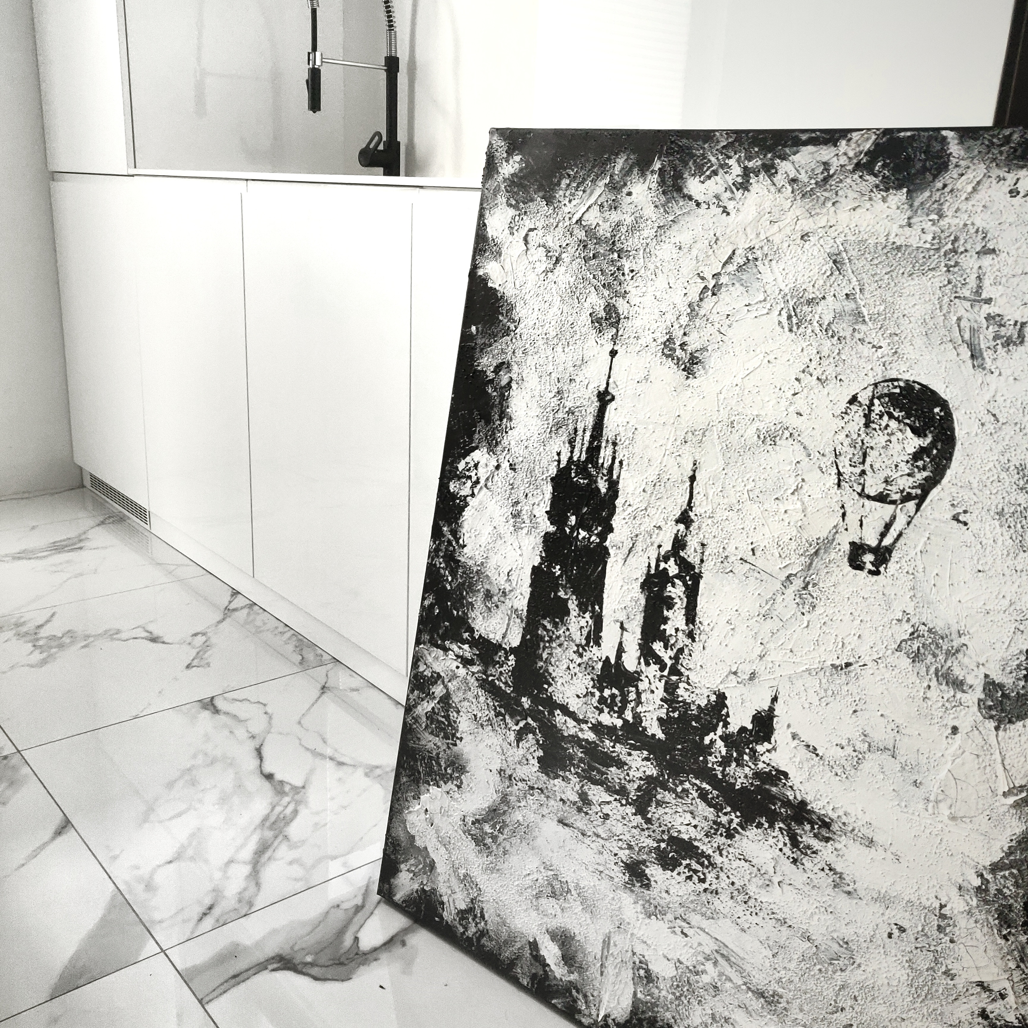 featured, Nowoczesny, Obraz do salonu, Obrazy ręcznie malowane, Obraz Kraków, Faktura 3d, Struktura wypukła, Malowany szpachlą